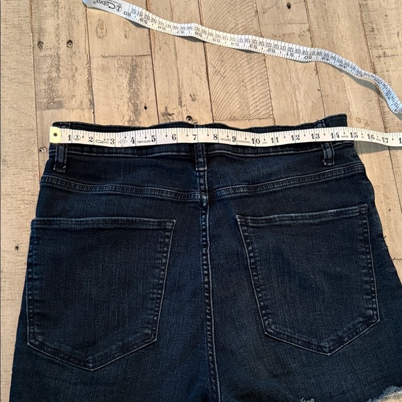 Express‎ Dark Blue Jean Shorts w/ Frayed Hem Sz 10 Coastal Cowboy Beach Vacation - Picture 7 of 10